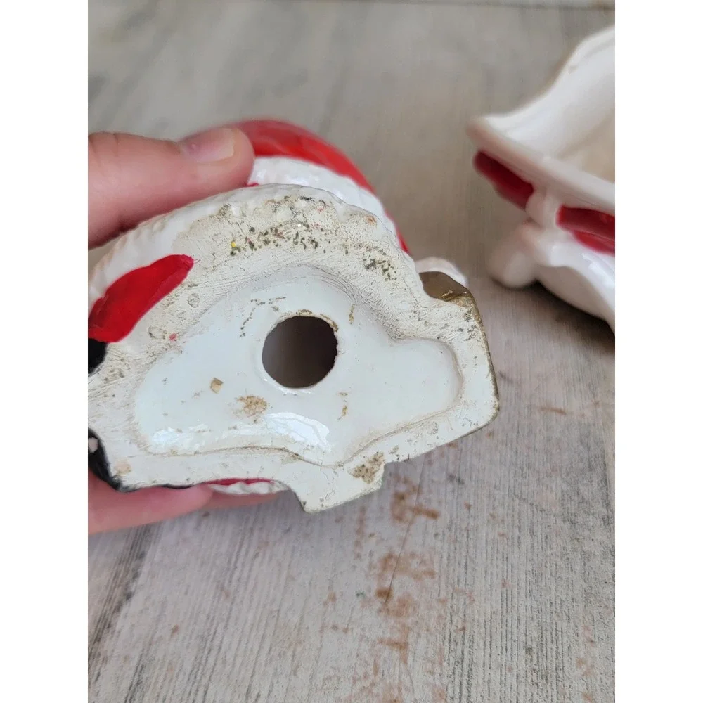 Vintage AS IS Santa Claus sled mini ceramic Xmas candle holder home decor